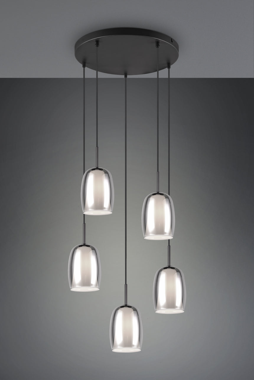 Lámpara de techo colgante Trio Barret LED negro mate 3000K 150cm 317530554