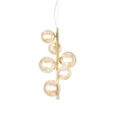 Lámpara colgante Ideal Lux Perlage ámbar cristal 6 luces 90W Ø26cm 317793