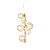 Lámpara colgante Ideal Lux Perlage ámbar cristal 6 luces 90W Ø26cm 317793