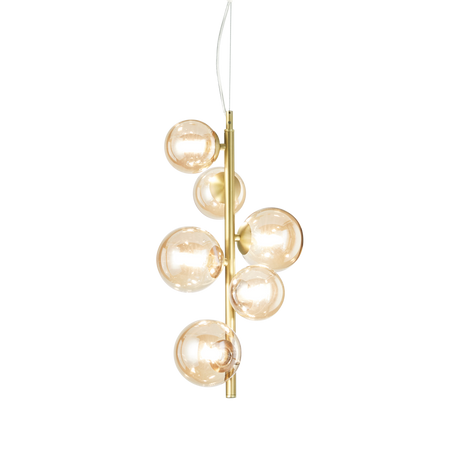 Lámpara colgante Ideal Lux Perlage ámbar cristal 6 luces 90W Ø26cm 317793