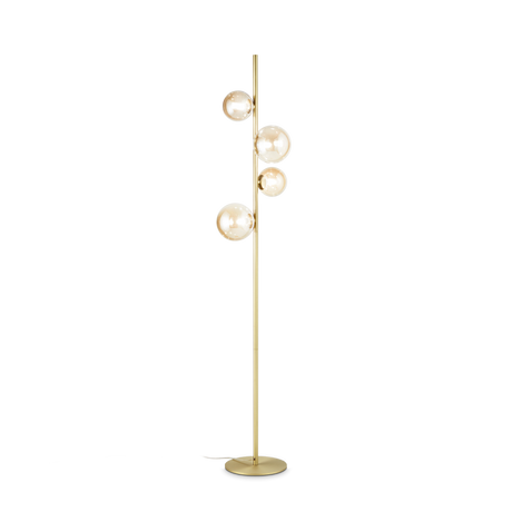 Lámpara de pie Ideal Lux Perlage ámbar cristal 4 luces 60W 164cm 317816