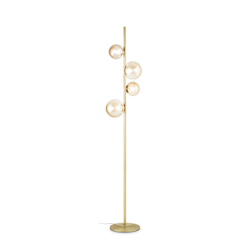 Lámpara de pie Ideal Lux Perlage ámbar cristal 4 luces 60W 164cm 317816