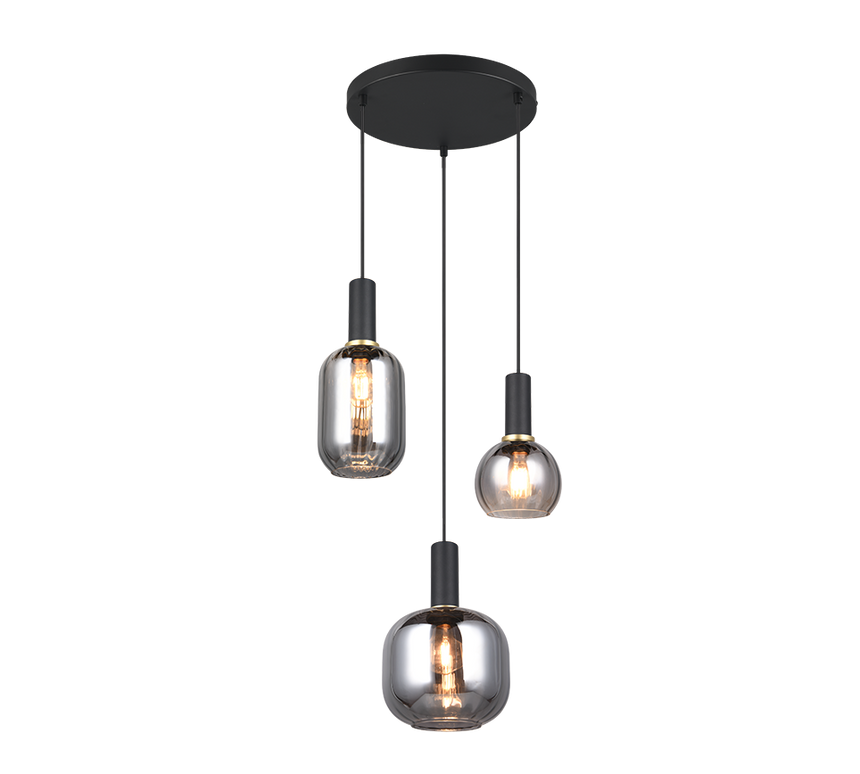 Lámpara de techo colgante Trio Diva 3 luces negro mate 150cm 319830332