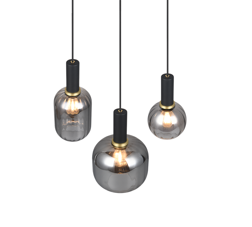 Lámpara de techo colgante Trio Diva 3 luces negro mate 150cm 319830332 - vista 2