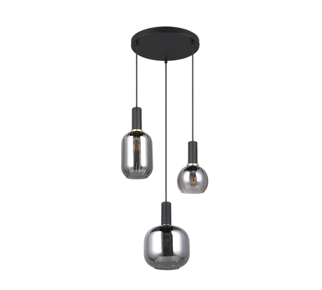Lámpara de techo colgante Trio Diva 3 luces negro mate 150cm 319830332 - vista 4