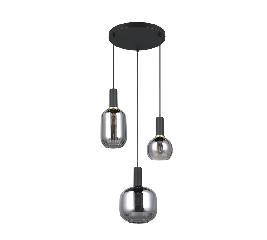 Lámpara de techo colgante Trio Diva 3 luces negro mate 150cm 319830332 - vista 4