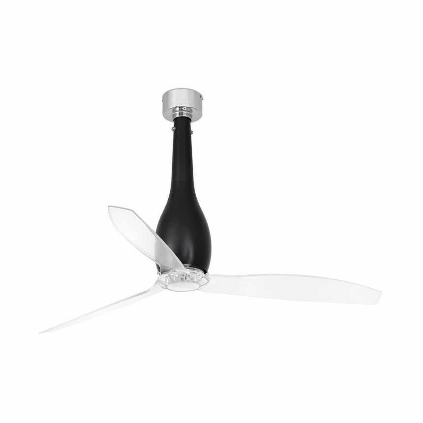 Faro Eterfan Ventilador sin luz motor de acero y cristal, palas de policarbonato