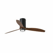 Ventilador de techo con luz Faro Mini motor DC palas de madera LED nogal 3000K Ø128cm 3 palas 32042-10