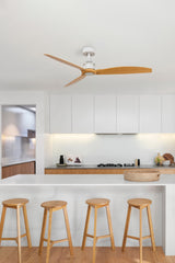 Ventilador de techo sin luz Faro Just motor DC palas de madera blanco y madera Ø — ambiente