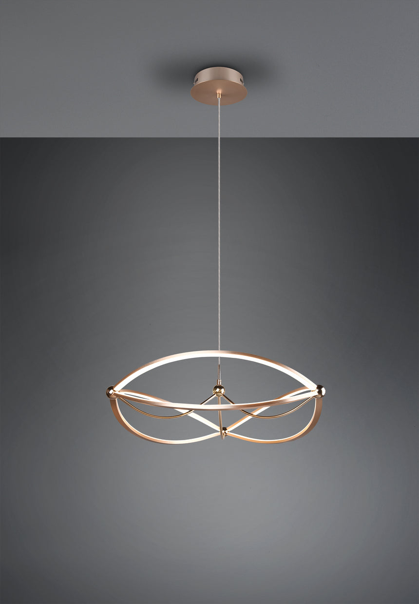 Lámpara de techo colgante Trio Charivari LED bronce mate 3000K regulable 150cm 321210108