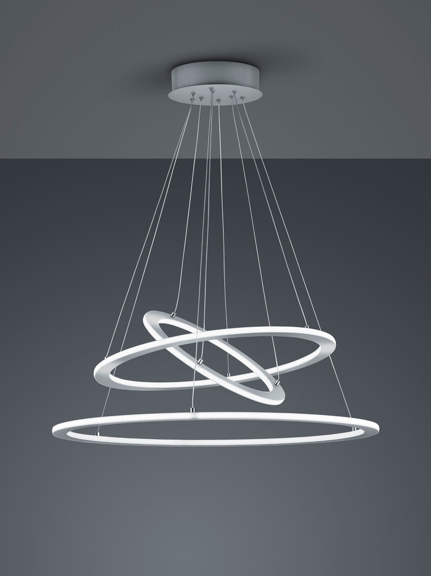 Trio Durban Lámpara de techo colgante LED metal níquel mate 321910307