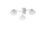 Plafón de techo Ideal Lux Hermes blanco cristal 3 luces 84W Ø60cm 322667