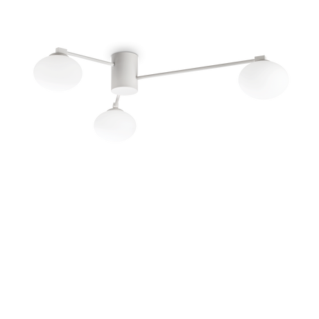 Plafón de techo Ideal Lux Hermes blanco cristal 3 luces 84W Ø90cm 322674