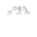 Plafón de techo Ideal Lux Hermes blanco cristal 5 luces 140W Ø60cm 322698