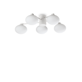 Plafón de techo Ideal Lux Hermes blanco cristal 5 luces 140W Ø60cm 322698