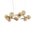 Lámpara colgante Ideal Lux Perlage ámbar cristal 11 luces 165W Ø73cm 322773