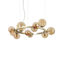 Lámpara colgante Ideal Lux Perlage ámbar cristal 11 luces 165W Ø73cm 322773