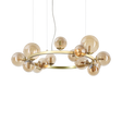 Lámpara colgante Ideal Lux Perlage ámbar cristal 14 luces 210W Ø85cm 322797