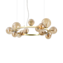 Lámpara colgante Ideal Lux Perlage ámbar cristal 14 luces 210W Ø85cm 322797