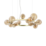 Lámpara colgante Ideal Lux Perlage ámbar cristal 14 luces 210W Ø85cm 322797