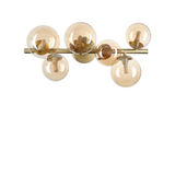 Plafón de techo Ideal Lux Perlage ámbar cristal 6 luces 90W Ø49cm 327822