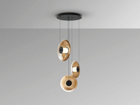 Lámpara de techo colgante Schuller Diabolo 3 luces negro y dorado 3000K Ø45cm 327848 — vista 4