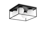 Plafón de techo Ideal Lux Lingotto negro cristal 4 luces 112W Ø45,5cm 327860