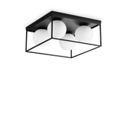 Plafón de techo Ideal Lux Lingotto negro cristal 4 luces Ø45,5cm 327860