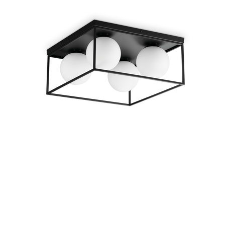 Plafón de techo Ideal Lux Lingotto negro cristal 4 luces 112W Ø45,5cm 327860