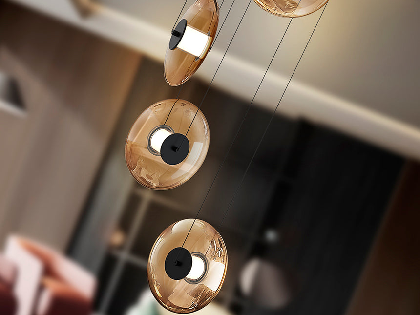 Lámpara de techo colgante Schuller Diabolo 5 luces negro y dorado 3000K 2 metros Ø58cm 327930