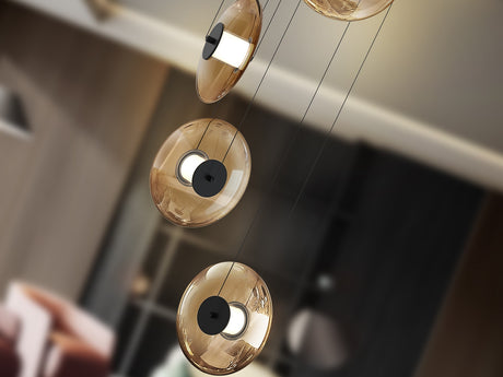 Lámpara de techo colgante Schuller Diabolo 5 luces negro y dorado 3000K 2 metros Ø58cm vista 2