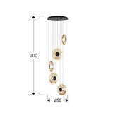 Lámpara de techo colgante Schuller Diabolo 5 luces negro y dorado 3000K 2 metros Ø58cm dimensiones