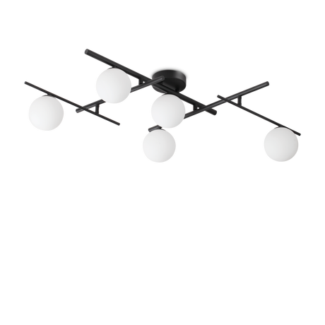 Plafón de techo Ideal Lux Atlas negro cristal 5 luces 20W Ø106cm 328218