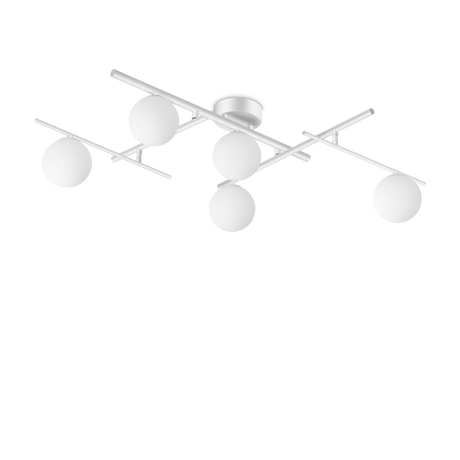 Plafón de techo Ideal Lux Atlas blanco cristal 5 luces 20W Ø106cm 328225