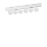Plafón de techo Ideal Lux Binomio blanco cristal LED 6 luces 18W Ø43,5cm 328256