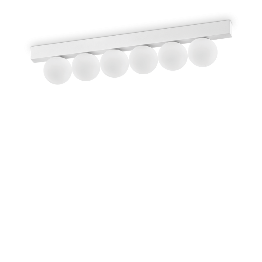 Plafón de techo Ideal Lux Binomio blanco cristal LED 6 luces 18W Ø43,5cm 328256