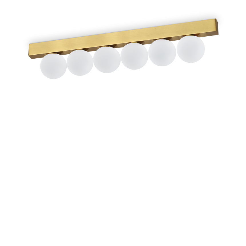 Plafón de techo Ideal Lux Binomio latón cristal LED 6 luces 18W Ø43,5cm 328263