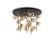 Plafón de techo Ideal Lux Perlage ámbar cristal 18 luces 270W Ø70cm 328379