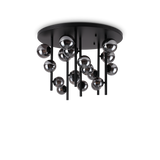 Plafón de techo Ideal Lux Perlage fumé cristal 18 luces 270W Ø70cm 328386