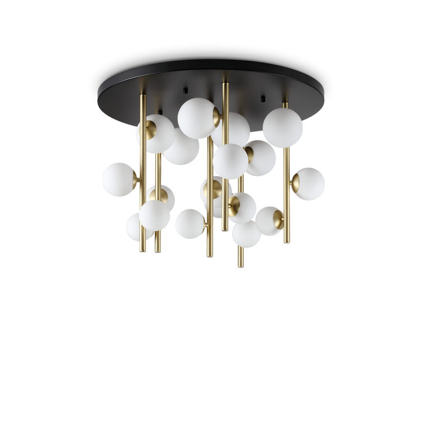 Plafón de techo Ideal Lux Perlage blanco cristal 18 luces 270W Ø70cm 328393