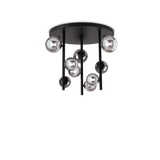 Plafón de techo Ideal Lux Perlage fumé cristal 9 luces 135W Ø50cm 328416