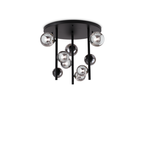 Plafón de techo Ideal Lux Perlage fumé cristal 9 luces 135W Ø50cm 328416