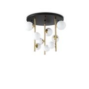 Plafón de techo Ideal Lux Perlage blanco cristal 9 luces 135W Ø50cm 328423