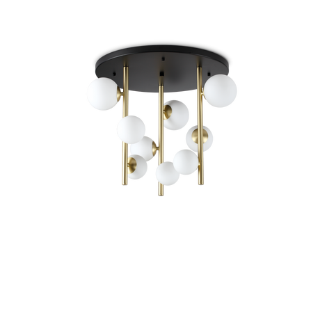 Plafón de techo Ideal Lux Perlage blanco cristal 9 luces 135W Ø50cm 328423