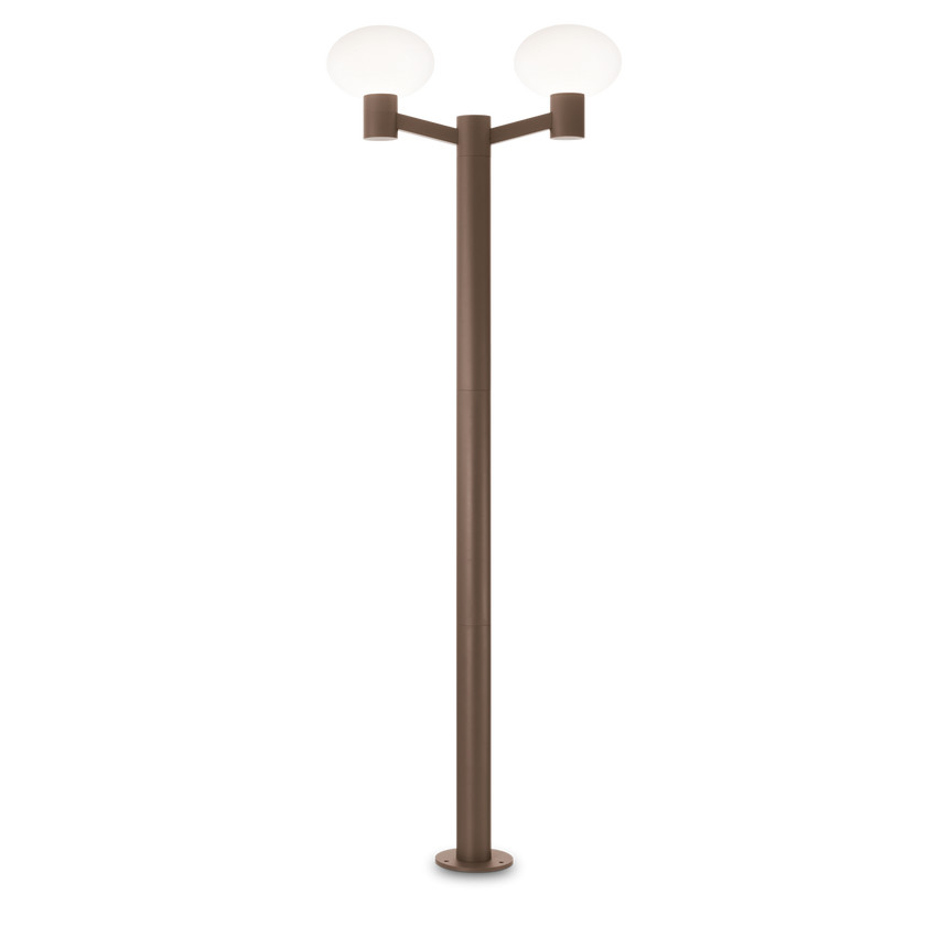 Farola de exterior Ideal Lux Clio marrón café 2 luces 84W IP44 197cm 328836