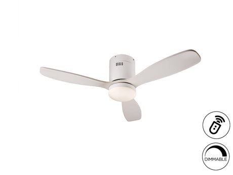 Ventilador de techo Schuller Siroco Mini LED blanco madera CCT regulable Ø107cm 329361D ambiente