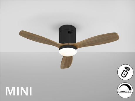 Ventilador de techo Schuller Siroco Mini LED negro y nogal madera CCT regulable Ø107cm 329385D vista 4