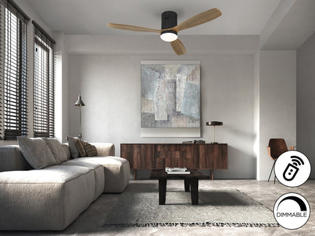 Ventilador de techo Schuller Siroco LED negro y nogal madera CCT regulable Ø132cm 329514D vista 1