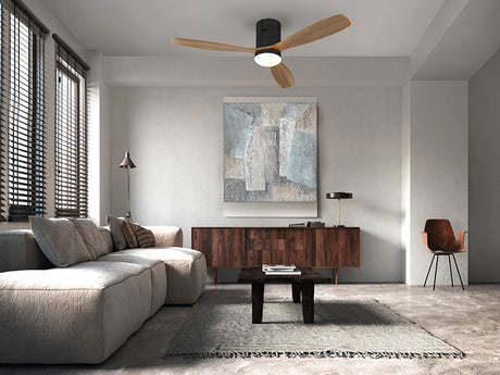 Ventilador de techo Schuller Siroco LED negro y nogal madera CCT regulable Ø132cm 329514D - imagen 3