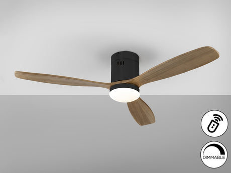 Ventilador de techo Schuller Siroco LED negro y nogal madera CCT regulable Ø132cm 329514D vista 3
